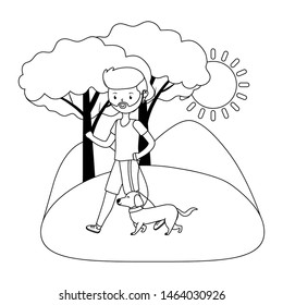 Boy with dog cartoon design