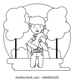 Boy with dog cartoon design