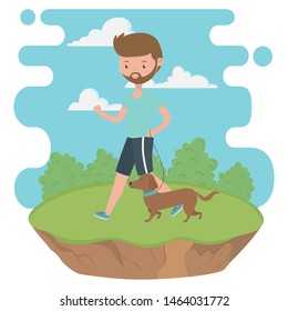 Boy with dog cartoon design