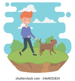 Boy with dog cartoon design