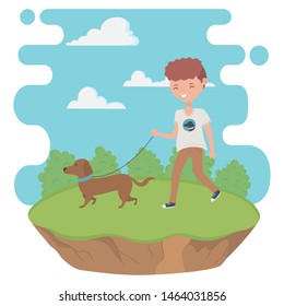 Boy with dog cartoon design