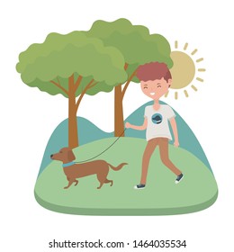 Boy with dog cartoon design