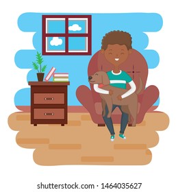 Boy with dog cartoon design