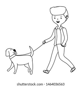 Boy with dog cartoon design