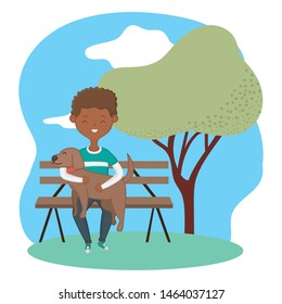 Boy with dog cartoon design