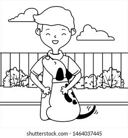 Boy with dog cartoon design