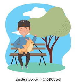 Boy with dog cartoon design