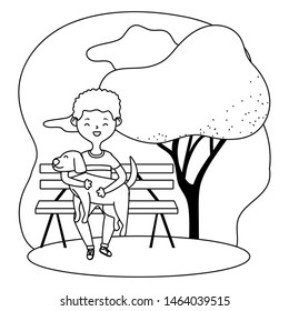 Boy with dog cartoon design