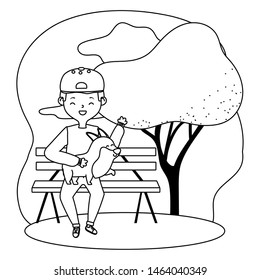 Boy with dog cartoon design