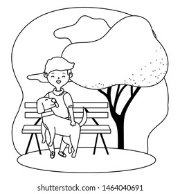 Boy with dog cartoon design