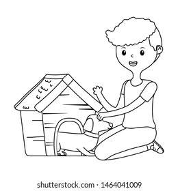 Boy with dog cartoon design