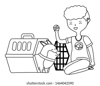 Boy with dog cartoon design