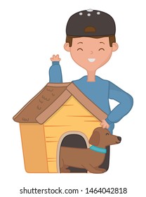 Boy with dog cartoon design