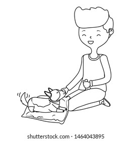 Boy with dog cartoon design