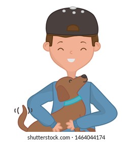 Boy with dog cartoon design