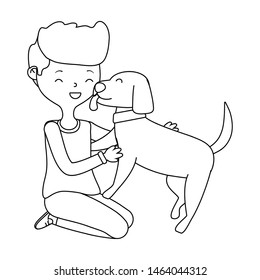 Boy with dog cartoon design