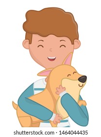 Boy with dog cartoon design