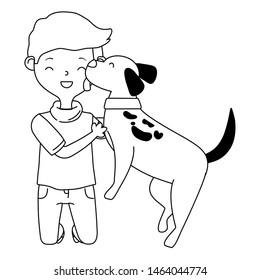 Boy with dog cartoon design