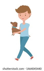 Boy with dog cartoon design