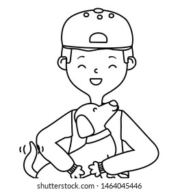 Boy with dog cartoon design