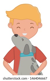 Boy with dog cartoon design