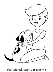 Boy with dog cartoon design