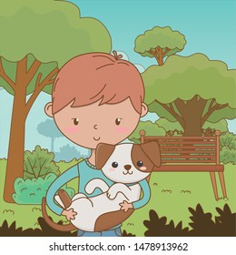Boy with dog cartoon design