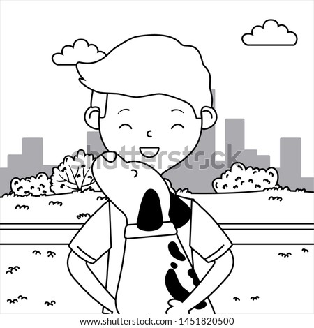 Boy with dog cartoon design