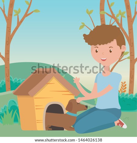 Boy with dog cartoon design