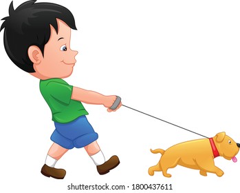 boy with dog cartoon on a white background