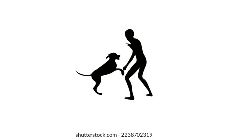 boy with dog, silhouette high quality vector