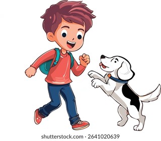 Boy with dog vector 3d HD