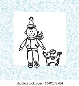 Boy and dog. Vector illustration