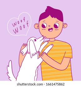 Boy with a dog, vector illustration