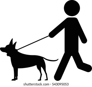 Boy and dog walking icon