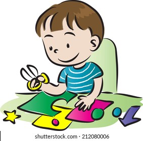 boy doing art and craft