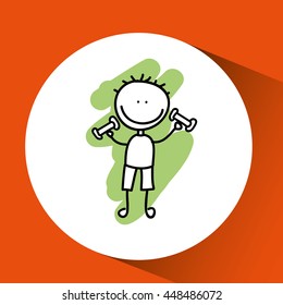 boy doing excercise under sun vector illustration