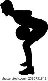 boy doing exercise in the gym silhouette