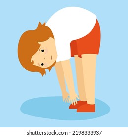 boy doing exercises on a blue background