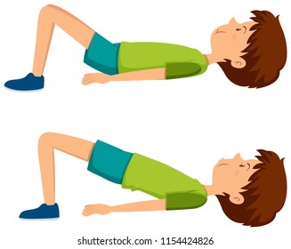 Boy doing hip exercises illustration