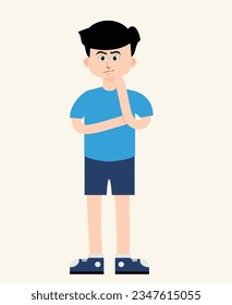 boy doing indecisive pose, boy cartoon