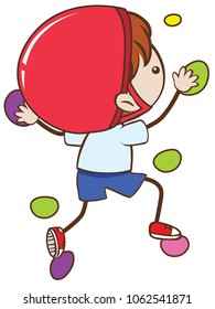 Ilustración de un niño haciendo escalada en roca interior
