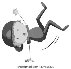 Boy doing one handstanding illustration