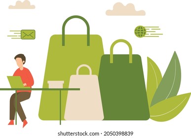 A boy doing online shopping.
