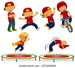 A Boy doing Outdoor Activities illustration