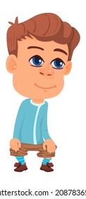 Boy doing squat with hands laying on knees