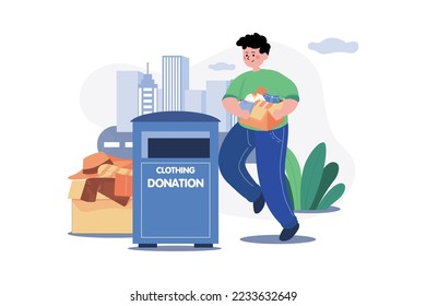 Boy doing volunteer work Illustration concept. A flat illustration isolated on white background