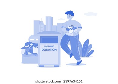 Boy doing volunteer work Illustration concept on a white background