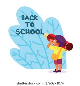 boy doing writing words back to school vector illustration