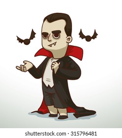 Boy in Dracula costume for Halloween, vector